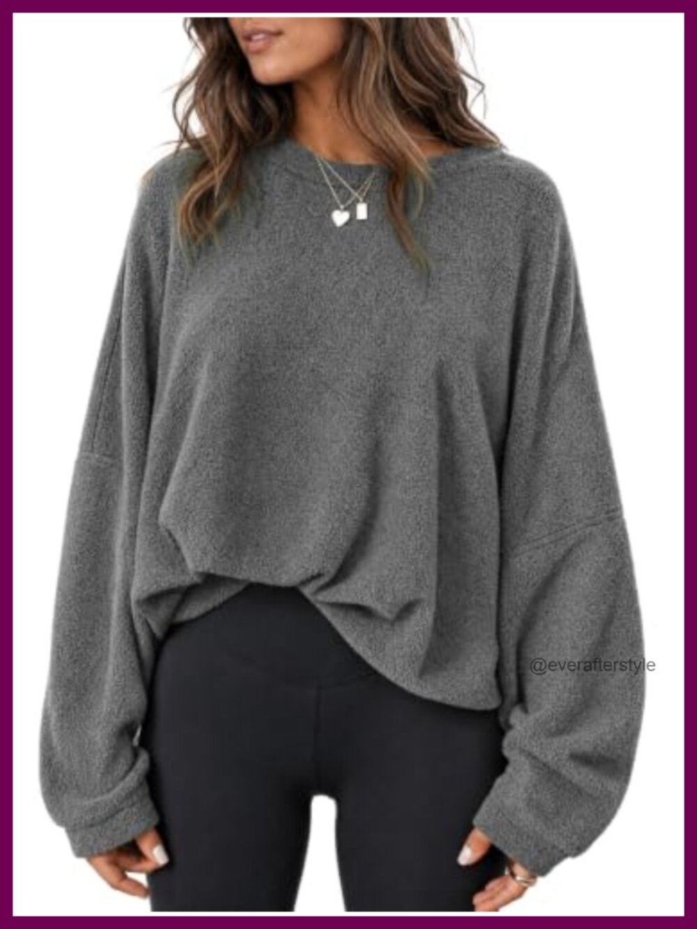 Oversized Polar Fleece Crewneck Sweatshirt Loose Fit Fall Pullover Top